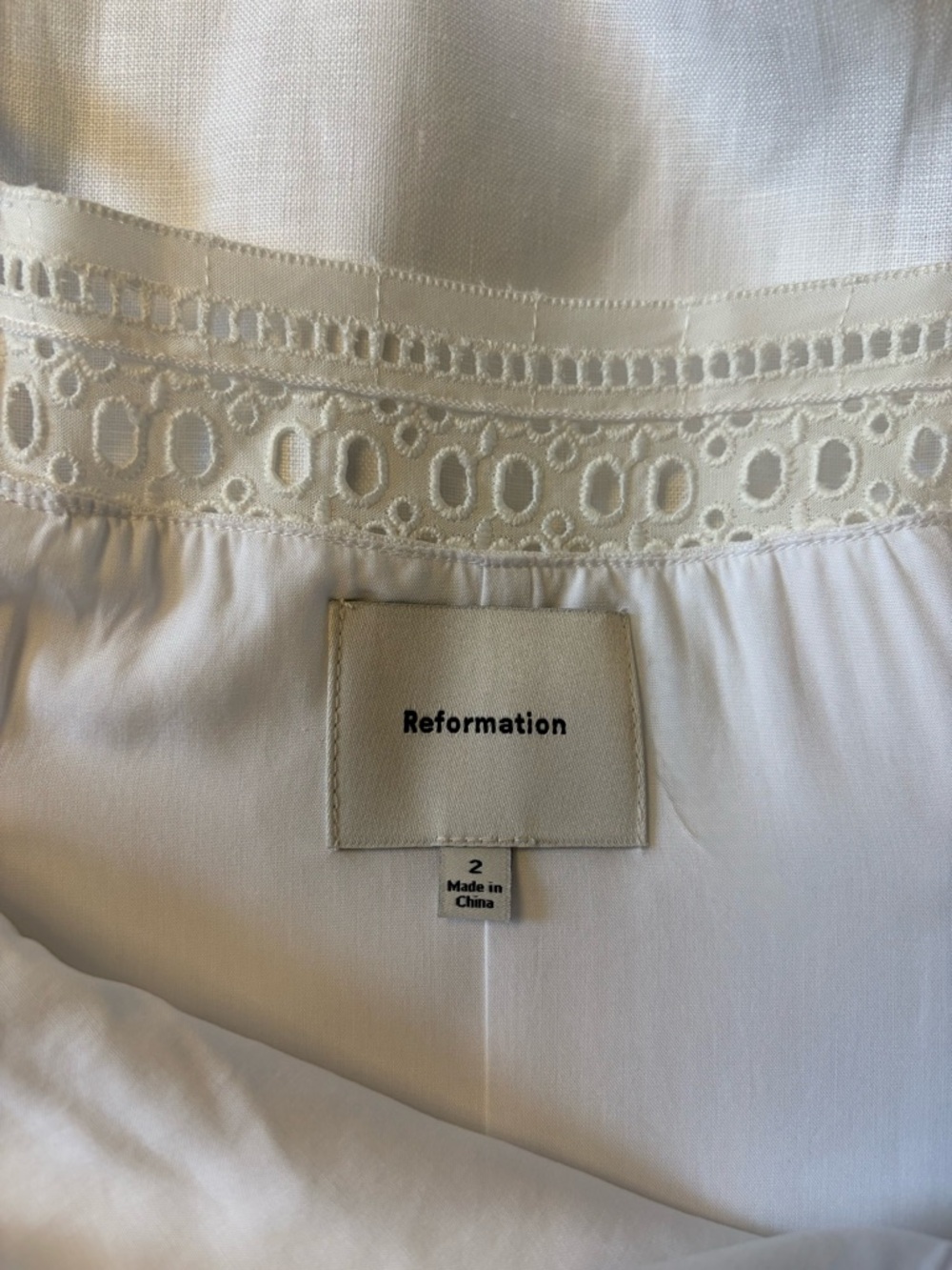NEW Reformation Pomona Linen Lace Trim Midi Dress White | US 2 UK 6 - Picture 8 of 13